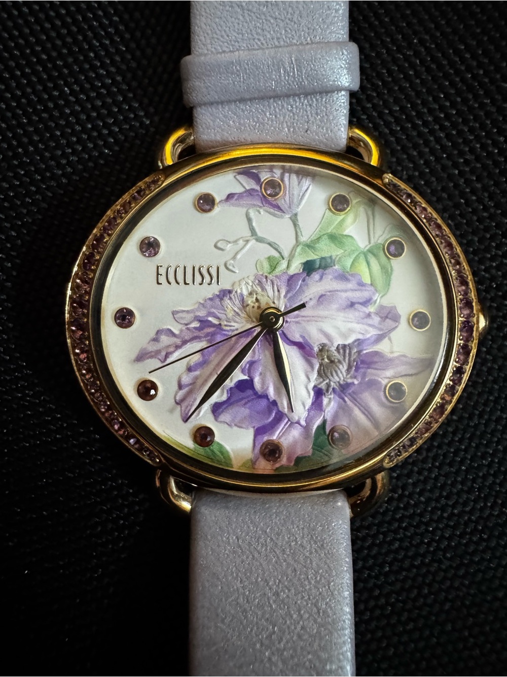 Ecclissi Lavender Floral Women's Watch with Lilac Strap